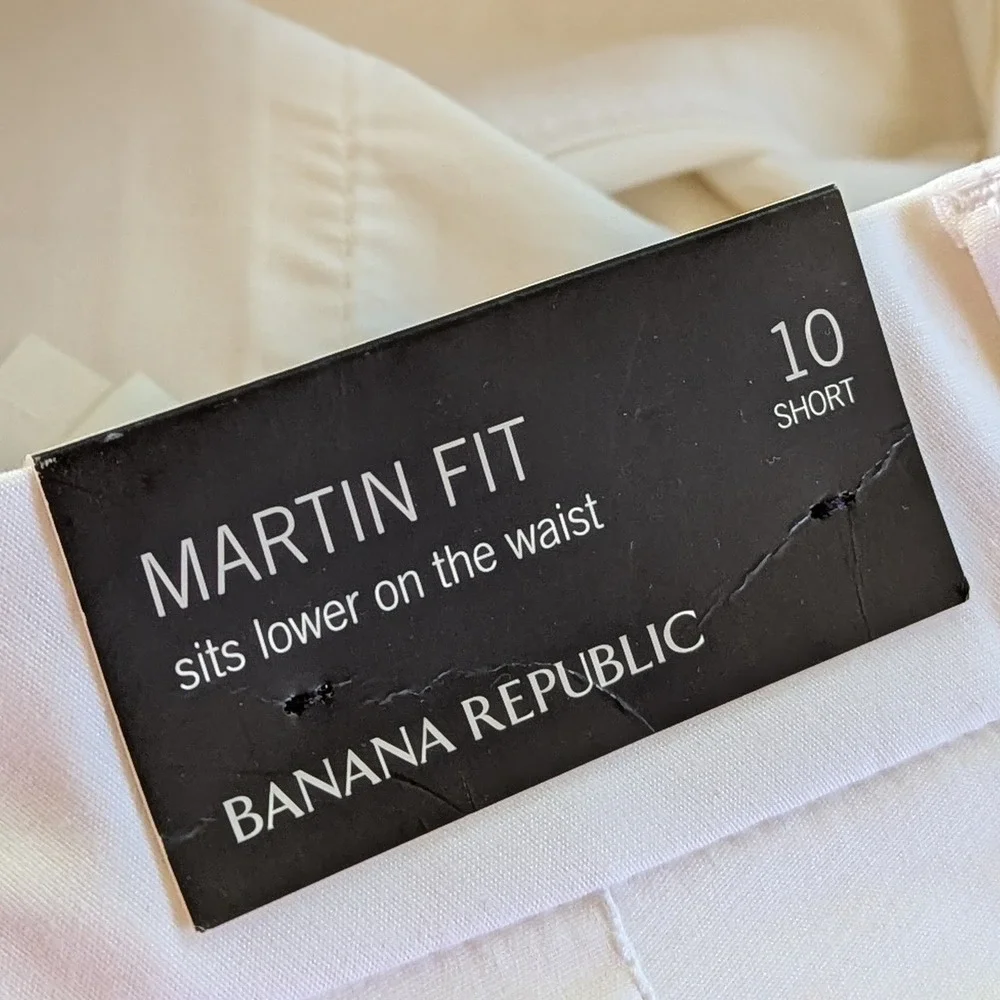 Banana Republic Martin Fit White Side Slit Pants Sz 10 Short NWT